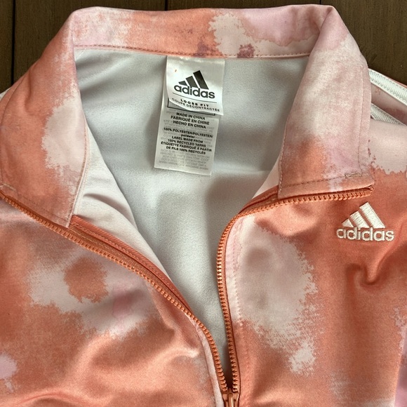 Adidas Girls 7-16 Tricot Printed Fashion Track Jacket in Wonder Clay - Picture 3 of 11